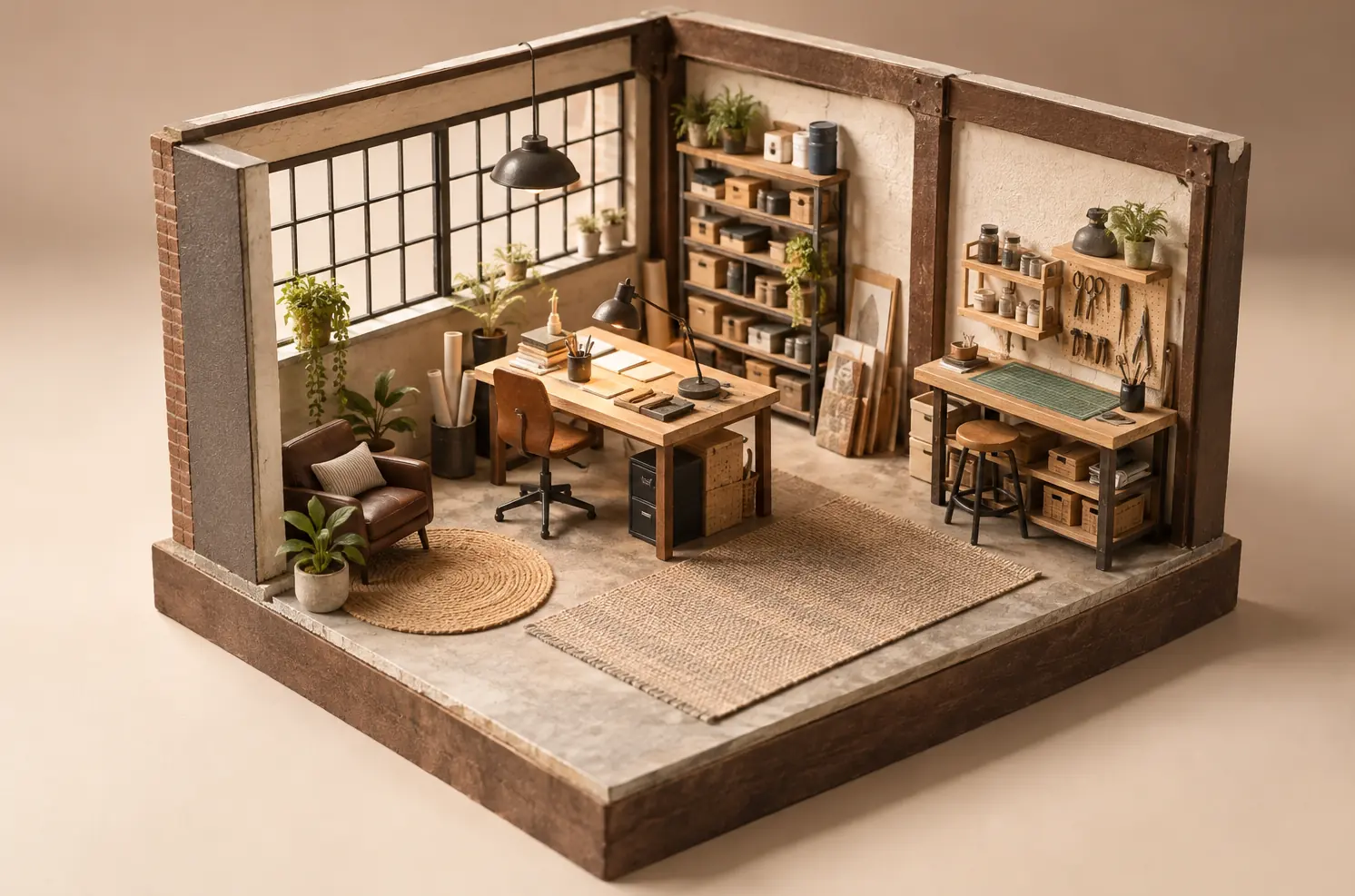 Illustration of owner-operated businesses and their working space